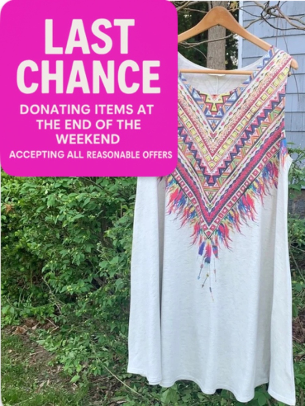 Phil Love brand Sleeveless Dress Ladies size XL- Boho Feather print
